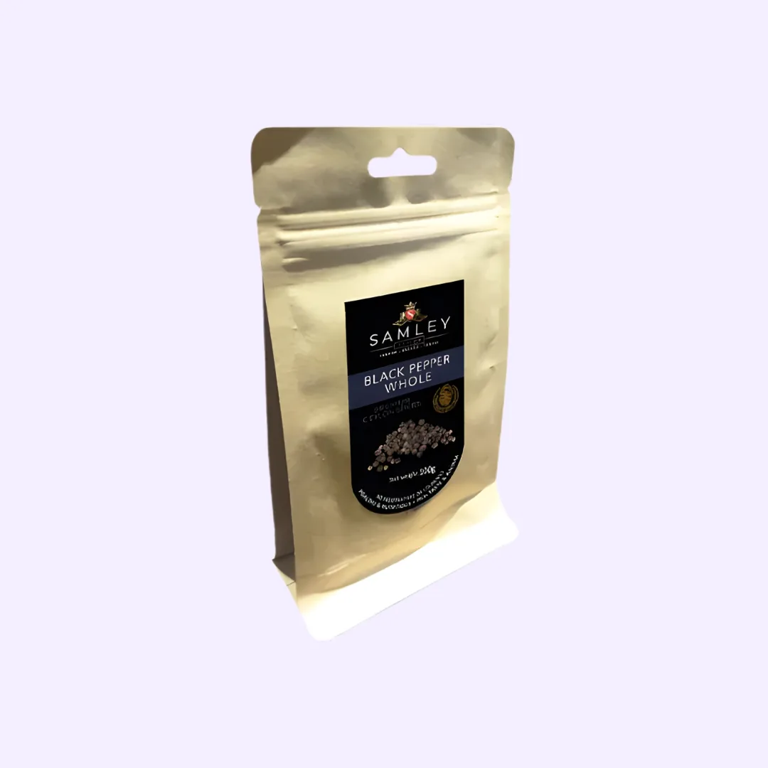Organic Black Pepper Whole 50g in a Kraft Pouch